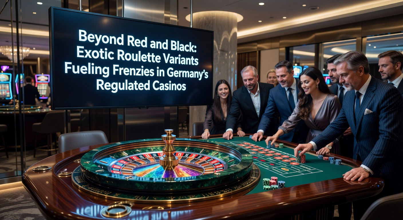 Ein farbenfrohes Roulette-Rad mit exotischen Elementen wie Multiplikatoren und speziellen Wetten in einem modernen deutschen Casino-Studio