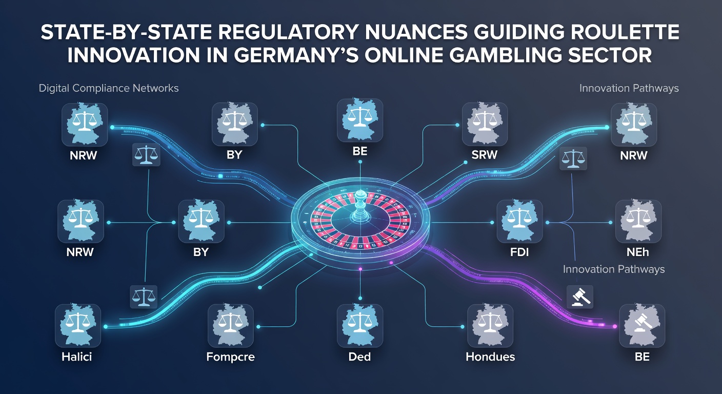 Übersicht über die regulatorischen Rahmenbedingungen für Online-Roulette in deutschen Bundesländern mit Karten und Dokumenten auf einem Tisch